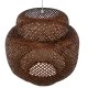 GloboStar® MALDIVES 01658 Boho Κρεμαστό Φωτιστικό Πλέγμα Μονόφωτο 1 x E27 IP20 Καφέ Ξύλο - Μ56 x Π56 x Υ54cm