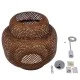GloboStar® MALDIVES 01658 Boho Κρεμαστό Φωτιστικό Πλέγμα Μονόφωτο 1 x E27 IP20 Καφέ Ξύλο - Μ56 x Π56 x Υ54cm