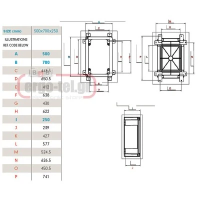 Κιβώτιο (πίνακας) TN-PLSO170 πλαστικό- ABS στεγανό IP65 με πλάκα στήριξης & πόρτα 700Χ500Χ250mm Κιβώτιο (πίνακας) TN-PLSO170 πλαστικό- ABS στεγανό IP65 με πλάκα στήριξης & πόρτα 700Χ500Χ250mm