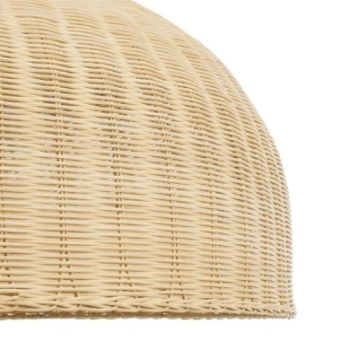 GloboStar® AFURU 01829 Boho Κρεμαστό Φωτιστικό Καμπάνα Μονόφωτο 1 x E27 IP20 Μπεζ Ξύλο - Μ100 x Π100 x Υ60cm