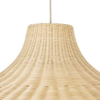 GloboStar® AFURU 01829 Boho Κρεμαστό Φωτιστικό Καμπάνα Μονόφωτο 1 x E27 IP20 Μπεζ Ξύλο - Μ100 x Π100 x Υ60cm