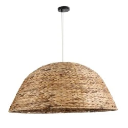 Φωτιστικό κρεμαστό Boho μονόφωτο 1 x E27 με διάσταση Φ90 x Υ40cm καφέ υδρουάκινθος πλέγμα καμπάνα IP20