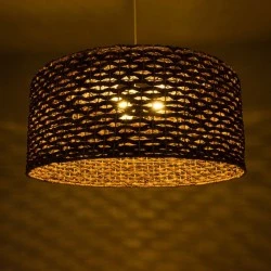 Φωτιστικό κρεμαστό Boho 1x1 E27  IP20 με διάσταση Φ90 x Υ40cm καφέ Water Hyacinth πλέγμα καμπάνα