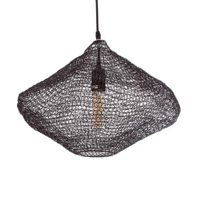 GloboStar® KENTUCKY 01863 Vintage Κρεμαστό Φωτιστικό Πλέγμα Μονόφωτο 1 x E27 IP20 Καφέ Μέταλλο - Μ40 x Π40 x Υ30cm