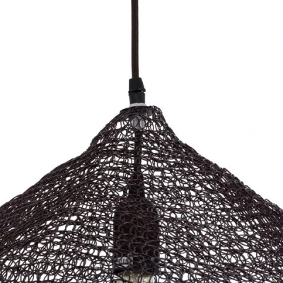 GloboStar® KENTUCKY 01863 Vintage Κρεμαστό Φωτιστικό Πλέγμα Μονόφωτο 1 x E27 IP20 Καφέ Μέταλλο - Μ40 x Π40 x Υ30cm