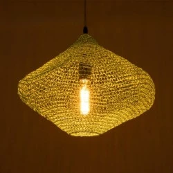 Φωτιστικό KENTUCKY Vintage με ντουί 1 x E27 με διάσταση Φ40xΥ30cm τιρκουάζ μεταλλικό πλέγμα