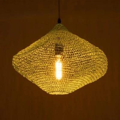 GloboStar® KENTUCKY 01864 Vintage Κρεμαστό Φωτιστικό Οροφής Μονόφωτο 1 x E27 AC220-240V IP20 - Φ40 x Υ30cm - Τιρκουάζ Μεταλλικό Πλέγμα - 5 Χρόνια Εγγύηση