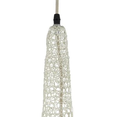 GloboStar® KENTUCKY 01871 Vintage Κρεμαστό Φωτιστικό Πλέγμα Μονόφωτο 1 x E27 IP20 Μπεζ Μέταλλο - Μ35 x Π35 x Υ60cm