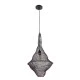 GloboStar® KENTUCKY 01872 Vintage Κρεμαστό Φωτιστικό Πλέγμα Μονόφωτο 1 x E27 IP20 Καφέ Μέταλλο - Μ35 x Π35 x Υ60cm