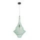 GloboStar® KENTUCKY 01873 Vintage Κρεμαστό Φωτιστικό Οροφής Μονόφωτο 1 x E27 AC220-240V IP20 - Φ35 x Υ60cm - Τιρκουάζ Μεταλλικό Πλέγμα - 5 Χρόνια Εγγύηση