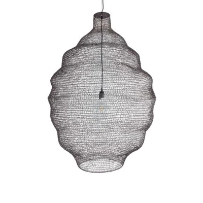 GloboStar® KENTUCKY 01902 Vintage Κρεμαστό Φωτιστικό Οροφής Μονόφωτο 1 x E27 AC220-240V IP20 - Φ80 x Υ110cm - Σκούρο Καφέ Μεταλλικό Πλέγμα