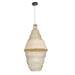 Φωτιστικό KENTUCKY Vintage κρεμαστό με ντουί 1xE27 Φ40 x Υ80cm μπεζ μεταλλικό με μπαμπού πλέγμα IP20