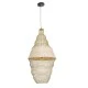 GloboStar® KENTUCKY 01910 Vintage Κρεμαστό Φωτιστικό Οροφής Μονόφωτο 1 x E27 AC220-240V IP20 - Φ40 x Υ80cm - Μπεζ Μεταλλικό με Μπαμπού Πλέγμα - 5 Χρόνια Εγγύηση