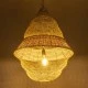 GloboStar® KENTUCKY 01911 Vintage Κρεμαστό Φωτιστικό Οροφής Μονόφωτο 1 x E27 AC220-240V IP20 - Φ60 x Υ80cm - Μπεζ Μεταλλικό με Μπαμπού Πλέγμα - 5 Χρόνια Εγγύηση