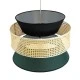 Φωτιστικό SAIGE Boho κρεμαστό φωτιστικό 1xE27 Φ50xΥ36cm μπεζ μπαμπού πλέγμα με πράσινο & μαύρο υφασμάτινο καπέλο GloboStar® SAIGE 01916 Boho Κρεμαστό Φωτιστικό Πλέγμα Μονόφωτο 1 x E27 IP20 Μπεζ Ξύλο με Μαύρο & Πράσινο Ύφασμα - Μ50 x Π50 x Υ36cm