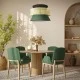 Φωτιστικό SAIGE Boho κρεμαστό φωτιστικό 1xE27 Φ50xΥ36cm μπεζ μπαμπού πλέγμα με πράσινο & μαύρο υφασμάτινο καπέλο GloboStar® SAIGE 01916 Boho Κρεμαστό Φωτιστικό Πλέγμα Μονόφωτο 1 x E27 IP20 Μπεζ Ξύλο με Μαύρο & Πράσινο Ύφασμα - Μ50 x Π50 x Υ36cm