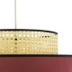 GloboStar® SAIGE 01919 Boho Κρεμαστό Φωτιστικό Πλέγμα Μονόφωτο 1 x E27 IP20 Μπεζ Ξύλο με Κόκκινο & Μπλε Ύφασμα - Μ50 x Π50 x Υ43cm