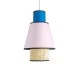 GloboStar® SAIGE 01921 Boho Κρεμαστό Φωτιστικό Πλέγμα Μονόφωτο 1 x E27 IP20 Μπεζ Ξύλο με Μπλε & Ροζ Ύφασμα - Μ30 x Π30 x Υ48cm