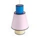 GloboStar® SAIGE 01921 Boho Κρεμαστό Φωτιστικό Πλέγμα Μονόφωτο 1 x E27 IP20 Μπεζ Ξύλο με Μπλε & Ροζ Ύφασμα - Μ30 x Π30 x Υ48cm