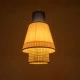 GloboStar® SAIGE 01921 Boho Κρεμαστό Φωτιστικό Πλέγμα Μονόφωτο 1 x E27 IP20 Μπεζ Ξύλο με Μπλε & Ροζ Ύφασμα - Μ30 x Π30 x Υ48cm