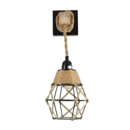 Φωτιστικό απλίκα τοίχου BELLARIVA  Boho 1xE27 με διάσταση  Μ10 x Π30 x Υ43cm μαύρο μεταλλικό με ξύλο & μπεζ σχοινί 
