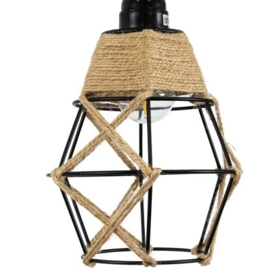 Φωτιστικό απλίκα τοίχου BELLARIVA Boho 1xE27 με διάσταση Μ10 x Π30 x Υ43cm μαύρο μεταλλικό με ξύλο & μπεζ σχοινί GloboStar® BELLARIVA 01961 Boho Φωτιστικό Τοίχου - Απλίκα Μονόφωτο 1 x E27 AC 220-240V IP20 - Μ10 x Π30 x Υ43cm - Μαύρο Μεταλλικό με Ξύλο και Μπεζ Σχοινί Πλεγμα - 5 Χρόνια Εγγύηση