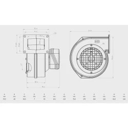 Βεντιλατέρ τύπου σαλίγκαρος Bahcivan BDRAS 120-60 84W 2450rpm 275m³/h για ενεργειακά τζάκια με κλαπέ