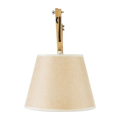 GloboStar® TALISHA 02028 Μοντέρνο Φωτιστικό Τοίχου - Απλίκα 1 x E27 AC 220-240V - Μ35-100 x Π15 x Υ36cm - Μπεζ Ξύλινο με Μπεζ Καπέλο - 5 Χρόνια Αγγύηση
