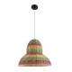 GloboStar® CABALLEROS 02057 Boho Κρεμαστό Φωτιστικό Καμπάνα Μονόφωτο 1 x E27 IP20 Πολύχρωμο Ξύλο - Μ40 x Π40 x Υ30cm