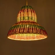Φωτιστικό CABALLEROS Boho κρεμαστό 1 x E27 IP20 Φ40 x Υ30cm πράσινο με κίτρινο & μπεζ με κόκκινο ξύλινο μπαμπού πλέγμα καμπάνα Φωτιστικό CABALLEROS Boho κρεμαστό 1 x E27 IP20 Φ40 x Υ30cm πράσινο με κίτρινο & μπεζ με κόκκινο ξύλινο μπαμπού πλέγμα καμπάνα