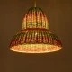 GloboStar® CABALLEROS 02057 Boho Κρεμαστό Φωτιστικό Καμπάνα Μονόφωτο 1 x E27 IP20 Πολύχρωμο Ξύλο - Μ40 x Π40 x Υ30cm