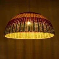 Φωτιστικό CABALLEROS Boho κρεμαστό μονόφωτο 1xE27 Φ70 x Υ34cm πράσινο με κίτρινο & κόκκινο ξύλινο μπαμπού πλέγμα καμπάνα Φωτιστικό CABALLEROS Boho κρεμαστό μονόφωτο 1xE27 Φ70 x Υ34cm πράσινο με κίτρινο & κόκκινο ξύλινο μπαμπού πλέγμα καμπάνα