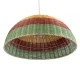 Φωτιστικό CABALLEROS Boho κρεμαστό μονόφωτο 1xE27 Φ70 x Υ34cm πράσινο με κίτρινο & κόκκινο ξύλινο μπαμπού πλέγμα καμπάνα GloboStar® CABALLEROS 02061 Boho Κρεμαστό Φωτιστικό Καμπάνα Μονόφωτο 1 x E27 IP20 Πολύχρωμο Ξύλο - Μ70 x Π70 x Υ34cm