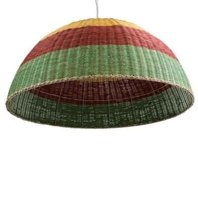 GloboStar® CABALLEROS 02062 Boho Κρεμαστό Φωτιστικό Καμπάνα Μονόφωτο 1 x E27 IP20 Πολύχρωμο Ξύλο - Μ100 x Π100 x Υ53cm
