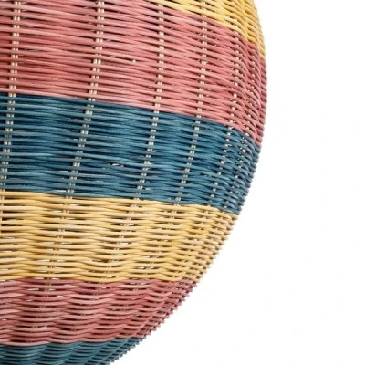 GloboStar® CABALLEROS 02064 Boho Κρεμαστό Φωτιστικό Μπάλα Μονόφωτο 1 x E27 IP20 Πολύχρωμο Ξύλο - Μ100 x Π100 x Υ100cm
