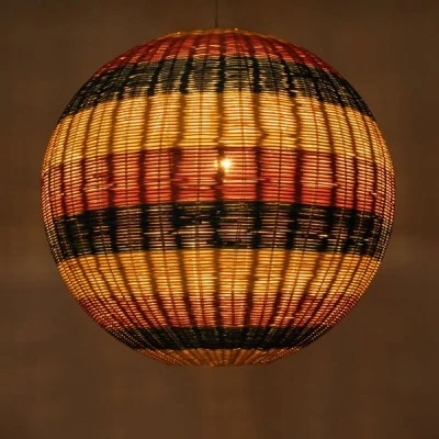 GloboStar® CABALLEROS 02064 Boho Κρεμαστό Φωτιστικό Μπάλα Μονόφωτο 1 x E27 IP20 Πολύχρωμο Ξύλο - Μ100 x Π100 x Υ100cm