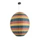 Φωτιστικό CABALLEROS Boho κρεμαστό 1xE27 με διάσταση Φ70xΥ80cm πράσινο με κίτρινο & μπλε με κόκκινο ξύλινο μπαμπού πλέγμα GloboStar® CABALLEROS 02066 Boho Κρεμαστό Φωτιστικό Πλέγμα Μονόφωτο 1 x E27 IP20 Πολύχρωμο Ξύλο - Μ70 x Π70 x Υ80cm