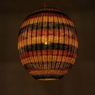 Φωτιστικό CABALLEROS Boho κρεμαστό 1xE27 με διάσταση Φ70xΥ80cm πράσινο με κίτρινο & μπλε με κόκκινο ξύλινο μπαμπού πλέγμα