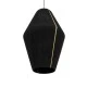 GloboStar® SALERNO 02078 Boho Κρεμαστό Φωτιστικό Οροφής Μονόφωτο 1 x E27 AC220-240V IP20 - Φ50 x Υ80cm - Μαύρο με Μπεζ Λεπτό Νήμα Βαμβακερό Πλέγμα Καμπάνα - 5 Χρόνια Εγγύηση