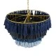 GloboStar® MISSOULA 02089 Boho Κρεμαστό Φωτιστικό Σχοινί Μονόφωτο 1 x E27 IP20 Πολύχρωμο Ύφασμα με Χρυσό Μέταλλο - Μ60 x Π60 x Υ40cm