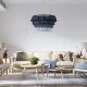 GloboStar® MISSOULA 02089 Boho Κρεμαστό Φωτιστικό Σχοινί Μονόφωτο 1 x E27 IP20 Πολύχρωμο Ύφασμα με Χρυσό Μέταλλο - Μ60 x Π60 x Υ40cm