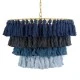 GloboStar® MISSOULA 02089 Boho Κρεμαστό Φωτιστικό Σχοινί Μονόφωτο 1 x E27 IP20 Πολύχρωμο Ύφασμα με Χρυσό Μέταλλο - Μ60 x Π60 x Υ40cm