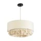 GloboStar® GINGER 02100 Boho Κρεμαστό Φωτιστικό Καπέλο Μονόφωτο 1 x E27 IP20 Μπεζ Ύφασμα με Μπεζ Σχοινί - Μ50 x Π50 x Υ25cm