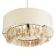 GloboStar® GINGER 02100 Boho Κρεμαστό Φωτιστικό Καπέλο Μονόφωτο 1 x E27 IP20 Μπεζ Ύφασμα με Μπεζ Σχοινί - Μ50 x Π50 x Υ25cm