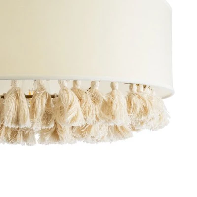 GloboStar® GINGER 02100 Boho Κρεμαστό Φωτιστικό Καπέλο Μονόφωτο 1 x E27 IP20 Μπεζ Ύφασμα με Μπεζ Σχοινί - Μ50 x Π50 x Υ25cm