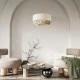 GloboStar® GINGER 02100 Boho Κρεμαστό Φωτιστικό Καπέλο Μονόφωτο 1 x E27 IP20 Μπεζ Ύφασμα με Μπεζ Σχοινί - Μ50 x Π50 x Υ25cm