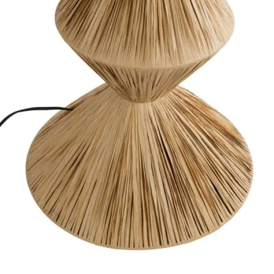 GloboStar® LUANA 02108 Boho Επιδαπέδιο Φωτιστικό Μονόφωτο 1 x E27 AC220-240V IP20 - Φ60 x Υ150cm - Μπεζ Φυσική Ράφια Νήμα Καπέλο - 5 Χρόνια Εγγύηση