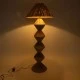 GloboStar® LUANA 02108 Boho Επιδαπέδιο Φωτιστικό Μονόφωτο 1 x E27 AC220-240V IP20 - Φ60 x Υ150cm - Μπεζ Φυσική Ράφια Νήμα Καπέλο - 5 Χρόνια Εγγύηση