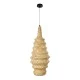 GloboStar® MAUI 02114 Boho Κρεμαστό Φωτιστικό Οροφής Μονόφωτο 1 x E27 AC220-240V IP20 - Φ30 x Υ77cm - Μπεζ Ξύλινο Μπαμπού Πλέγμα - 5 Χρόνια Εγγύηση