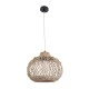 GloboStar® ECUADOR 02115 Boho Κρεμαστό Φωτιστικό Πλέγμα Μονόφωτο 1 x E27 IP20 Μπεζ Rattan - Μ35 x Π35 x Υ28cm